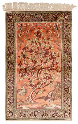 Lot 11 - A very fine silk Qum rug, central Persia, approx: 168cm. x 110cm