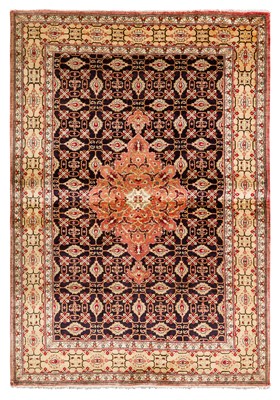 Lot 81 - An extremely fie silk Qum rug, central Persia, approx:156cm. x 104cm