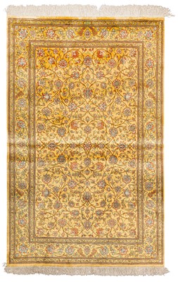 Lot 56 - An extremely fine silk Qum rug, central Persia, approx: 147cm. x 97cm