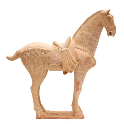 Lot 647 - A large Chinese Tang-style painted pottery figure of a horse, 19th / 20th century