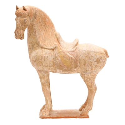 Lot 648 - A Chinese Tang-style painted pottery figure of a horse, 19th / 20th century