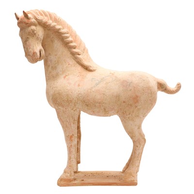 Lot 649 - A Chinese Tang-style painted pottery figure of a horse, 19th / 20th century