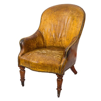 Lot 317 - A Victorian leather and mahogany library armchair