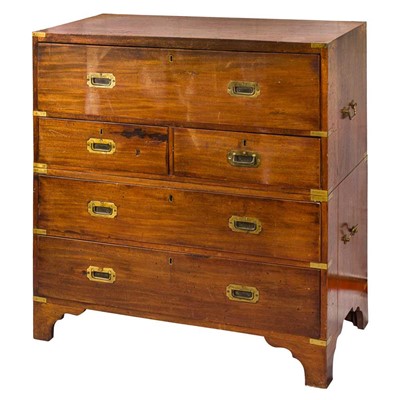Lot 324 - A late Victorian brass bound mahogany campaign chest
