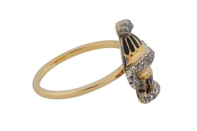Lot 1 - A Georgian diamond and enamel mourning ring