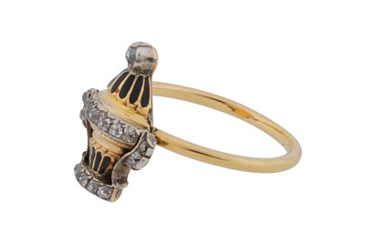 Lot 1 - A Georgian diamond and enamel mourning ring