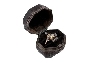Lot 1 - A Georgian diamond and enamel mourning ring
