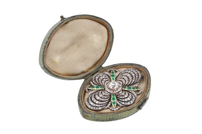 Lot 20 - An emerald and diamond brooch, circa 1910