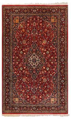Lot 61 - An extremely fine part silk Kashan rug, central Persia, approx: 218cm. x 138cm
