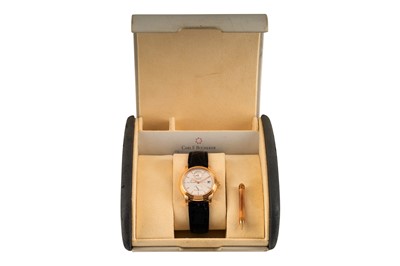 Lot 411 - Men's 18k Rose Gold Bucherer Duel Time Wristwatch with Power Reserve
