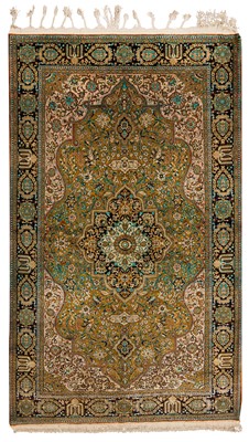 Lot 60 - A very fine silk Qum rug, central Persia, approx: 230cm. x 138cm