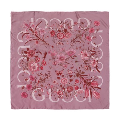 Lot 5 - Gucci Lilac Flora Silk Scarf