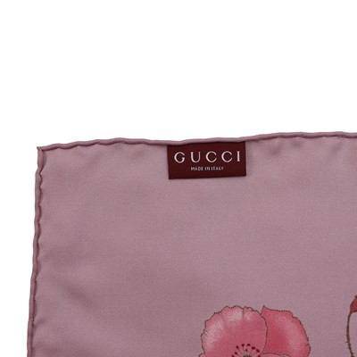 Lot 5 - Gucci Lilac Flora Silk Scarf