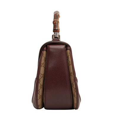 Lot 113 - Gucci Brown GG Top Handle Bamboo Bag
