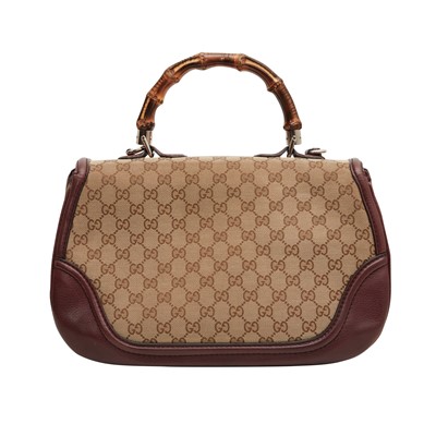 Lot 113 - Gucci Brown GG Top Handle Bamboo Bag