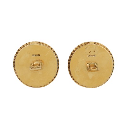 Lot 164 - Chanel Black Four Leaf Clover Clip On Earrings