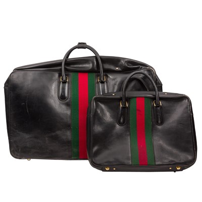 Lot 96 - A graduated pair of Gucci Black Web Suitcases