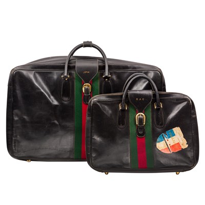 Lot 96 - A graduated pair of Gucci Black Web Suitcases