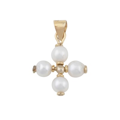Lot 11 - A pearl cross pendant