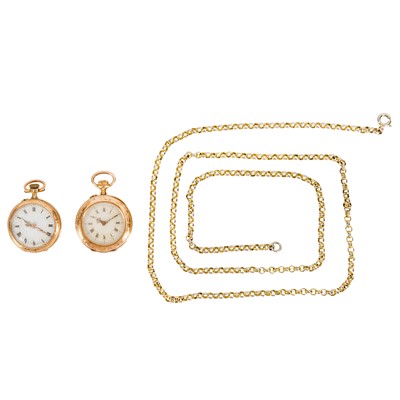 Lot 445 - Two Gold Fob Watches