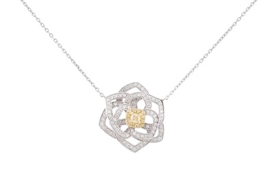 Lot 144 - A diamond flower pendant necklace