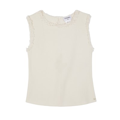 Lot 223 - Chanel Ivory Waffle Shell Top - Size 44