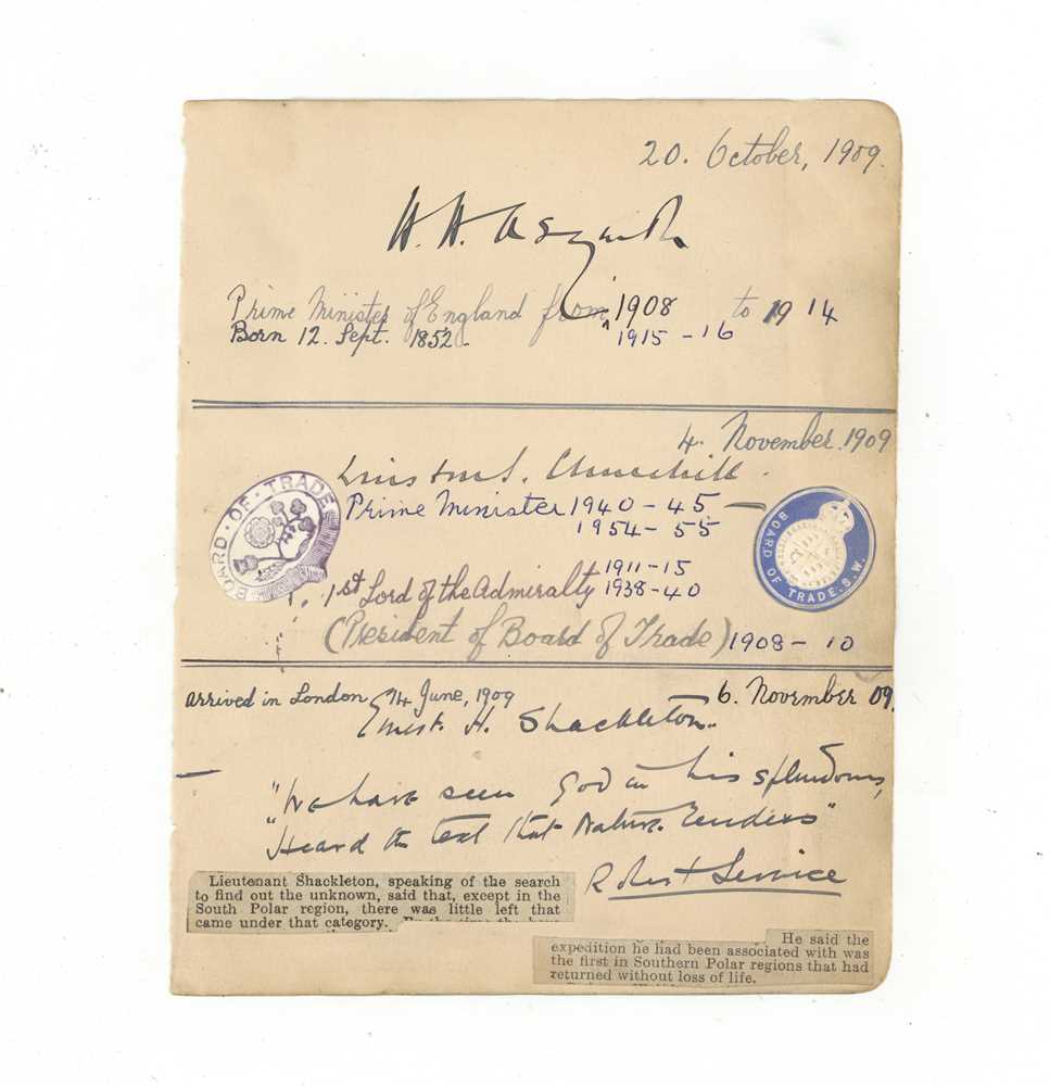 Lot 308 - Churchill (Winston Spencer), Ernest Shackleton & H.H. Asquith
