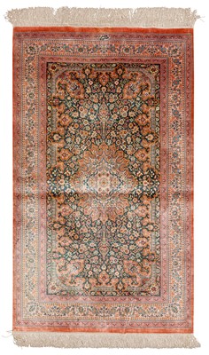 Lot 13 - An extremely fine, signed silk Qum rug, central Persia, approx: 125cm. x 75cm