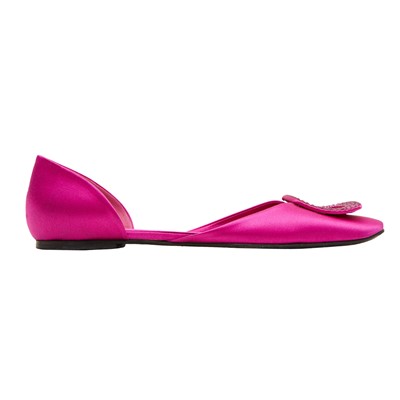 Lot 666 - Roger Vivier Magenta Chips Strass D'Orsay Ballerina Flat - Size 39.5