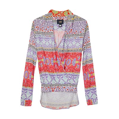 Lot 543 - Cavalli Class Multi Colour Print Wrap Top - Size 46