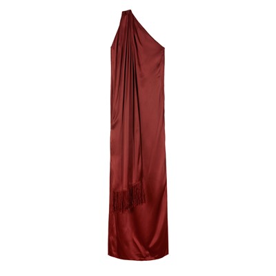 Lot 624 - Lanvin Brown Satin One Shoulder Maxi Dress