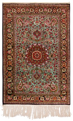 Lot 23 - Aine silk Qum rug, central Persia, approx: 152cm. x 112cm
