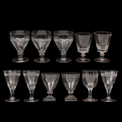 Lot 108 - A collection of late Georgian and early Victorian cut glass rummers