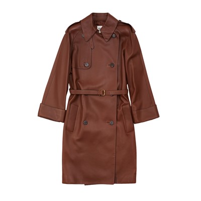Lot 116 - Hermes Brown Leather Trench Coat - Size 38