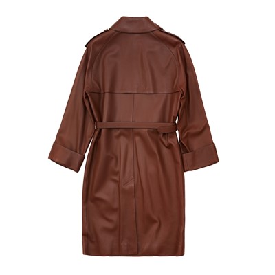 Lot 116 - Hermes Brown Leather Trench Coat - Size 38