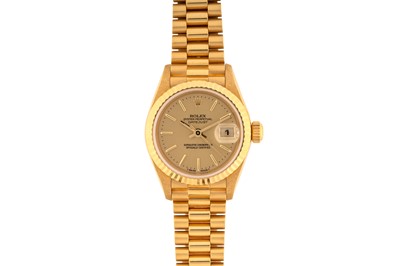 Lot 437 - Lady's Rolex 18k Gold Bracelet Watch
