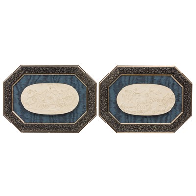 Lot 92 - A pair of framed plaster or composition reliefs after Antique Intaglios