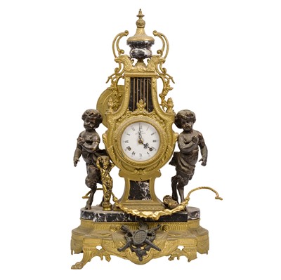 Lot 226 - Italian brass and marble mantel clock