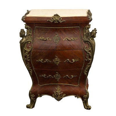 Lot 340 - A Louis XVI style marble and kingwood serpentine chest