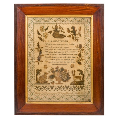 Lot 420 - An Early Victorian needlework pictorial sample