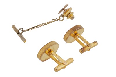 Lot 490 - A pair of Chinese cufflinks and a pin