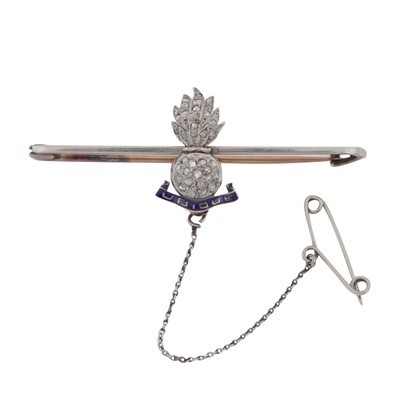 Lot 334 - A Royal Artillery sweetheart diamond brooch