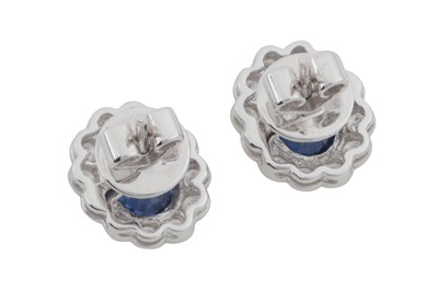 Lot 70 - A pair of sapphire and diamond stud earrings