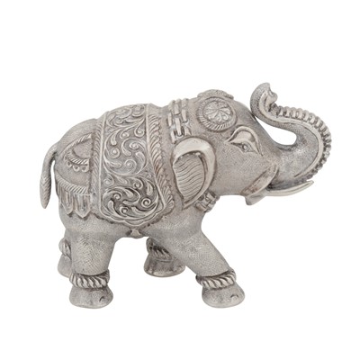 Lot 641 - A modern Indian unmarked silver model of an elephant