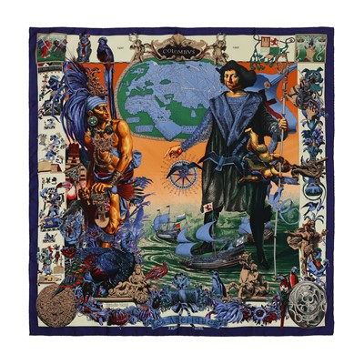 Lot 86 - Hermes 'Les Ameriques' Silk Scarf 90