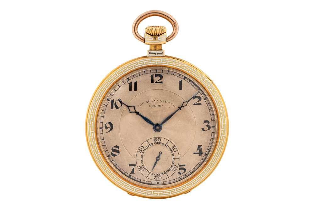Lot 471 - The Alex Clark Co - Enamelled 18k Gold Pocket Watch