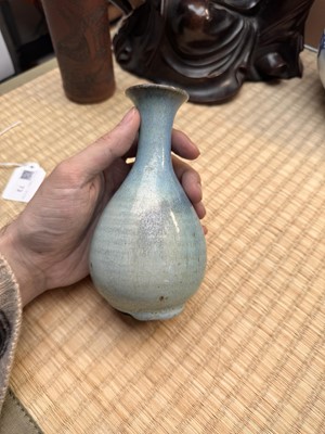 Lot 73 - A rare Chinese Junyao pear-shaped vase, yuhuchunping, Jin / Yuan dynasty
