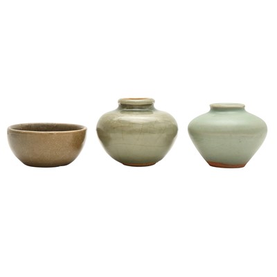 Lot 659 - Three Chinese celadon-glazed wares, Yuan - Ming dynasty
