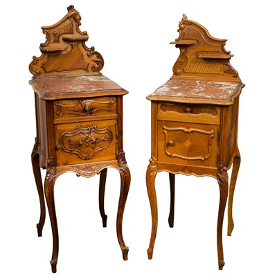 Lot 26 - Two French walnut bedside tables