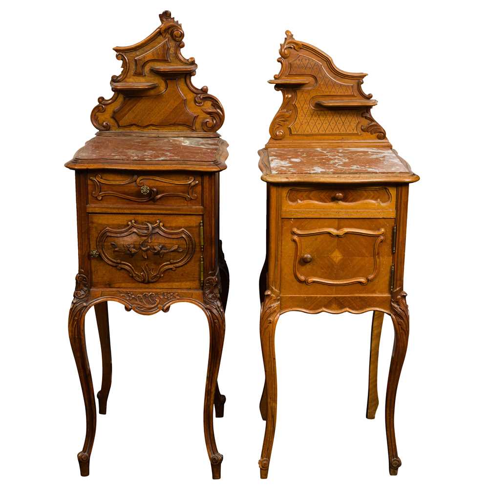 Lot 26 - Two French walnut bedside tables